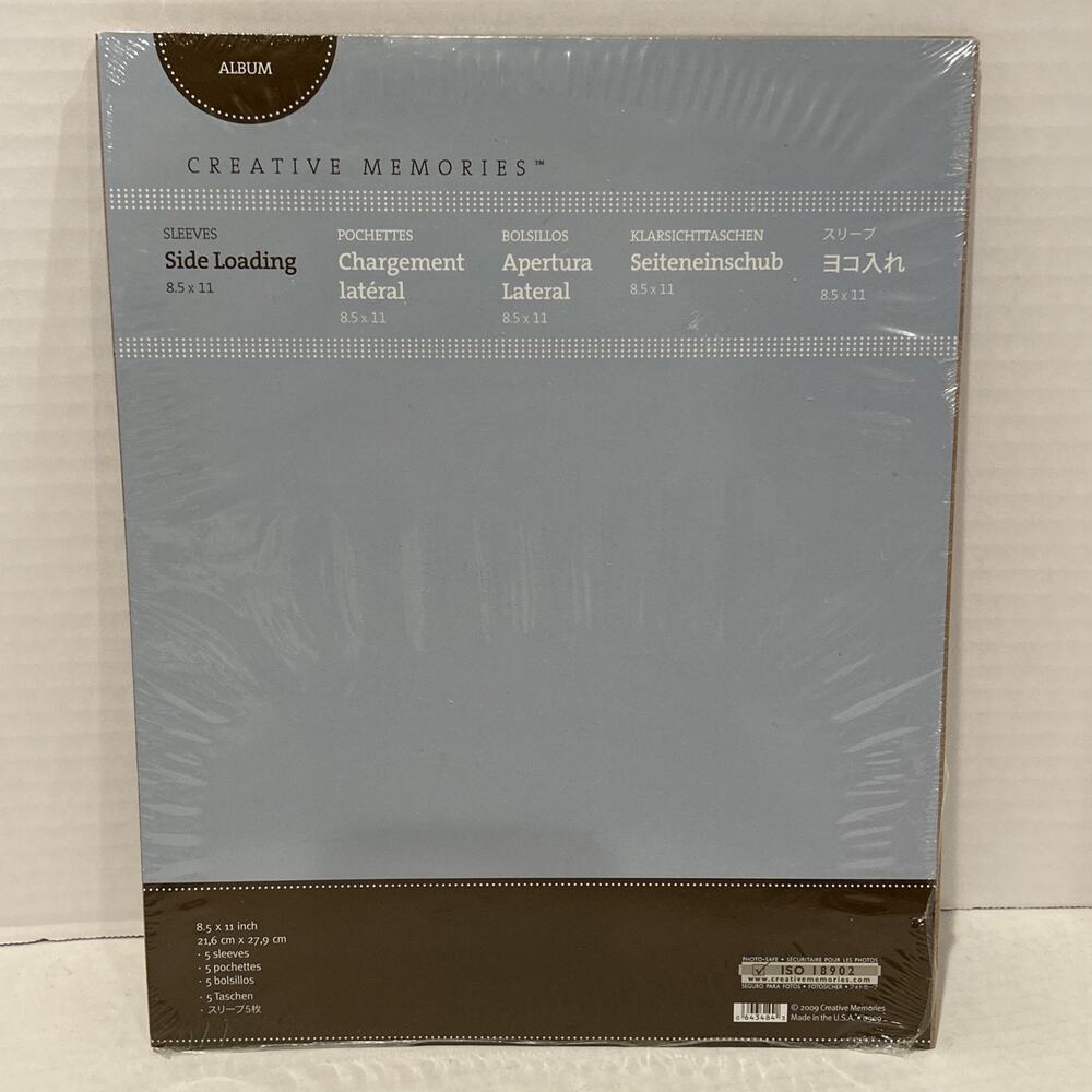2009 Creative Memories 8.5" x 11" Side Loading Sleeves 5 Sleeves NEW in Pack